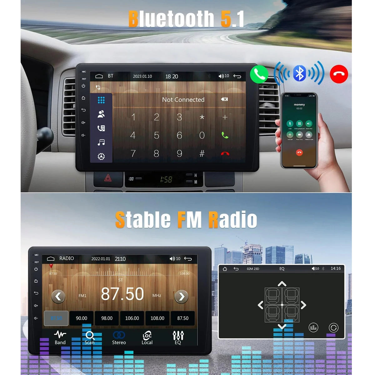 New 9-Inch Car Stereo HD Touch Screen - Single DIN Car Radio with Apple CarPlay & Android Auto