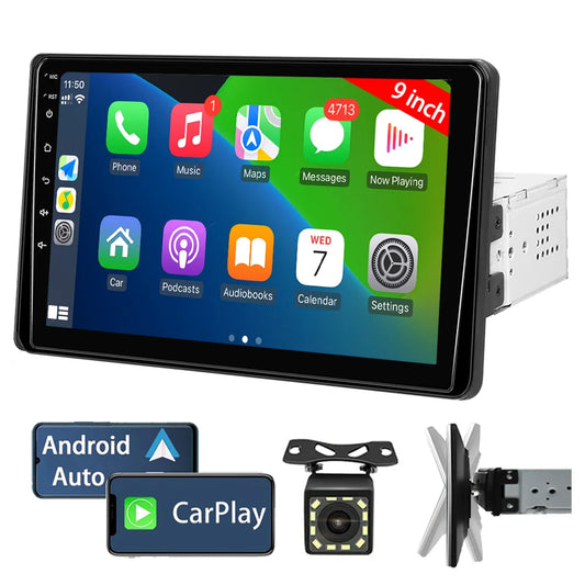 New 9-Inch Car Stereo HD Touch Screen - Single DIN Car Radio with Apple CarPlay & Android Auto