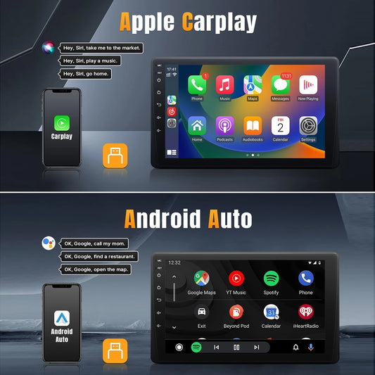 New 9-Inch Car Stereo HD Touch Screen - Single DIN Car Radio with Apple CarPlay & Android Auto