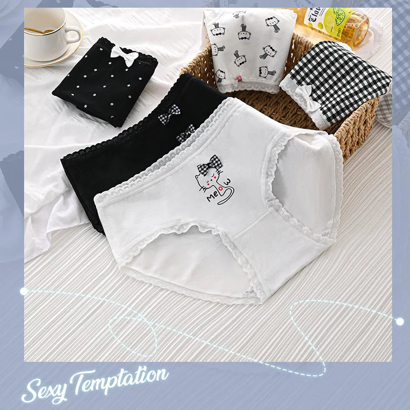 5 Pcs Cute Cartoon Cotton Panties - Soft & Comfy Underwear for Women & Girls